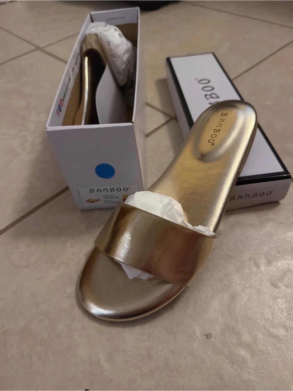 BAMBOO Metallic Gold Single-Band Slide Mule